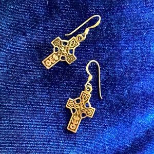 Stamped 925 solid silver Celtic cross earrings